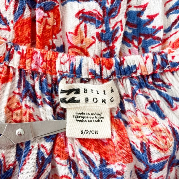 Billabong Red & Blue Open Back Floral Sleeveless Mini Dress Size S - Picture 8 of 9